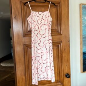 Blush pink slip dress with red heart pattern size 8